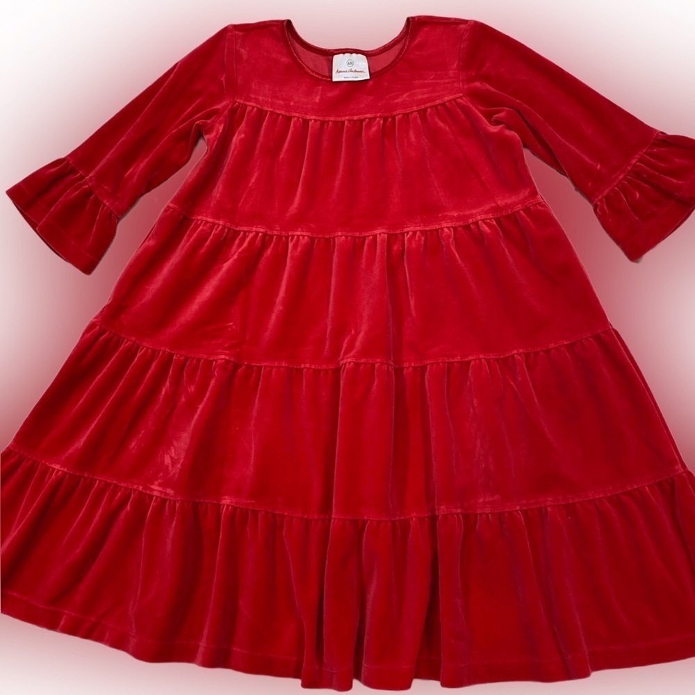 Hanna Andersson Girls Love to Twirl Velour Spin Dress Size 6 Long Sleeve